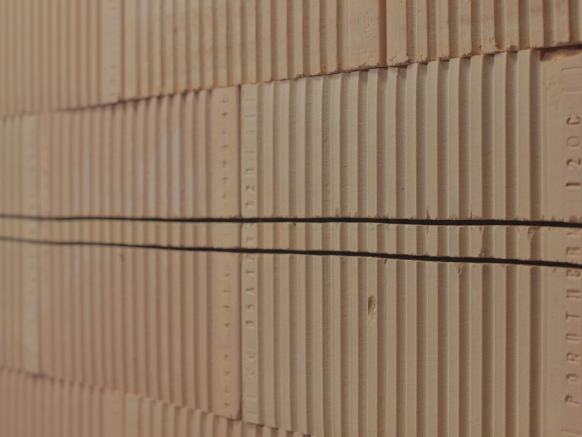 A groove in a brick wall