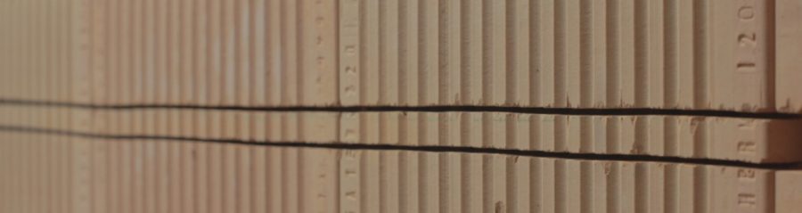 A groove in a brick wall