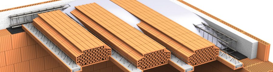 3D Porotherm strop bez nadbetonávky - za použití střešních vložek MIAKO 25 BNK a POT trámů | Optimální řešení pro práci bez mechanizace (snadná ruční manipulace při kompletaci stropu a možnost přerušované betonáže)