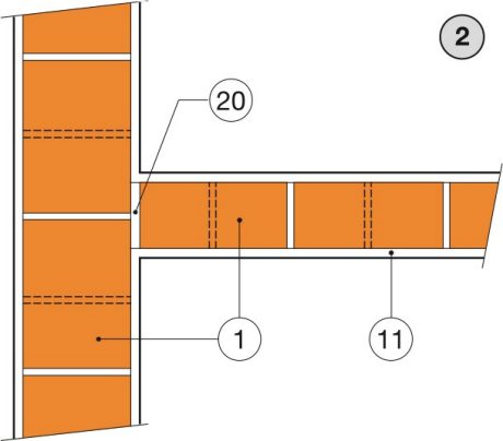 Připojení příčky omítkou (pouze v prostoru použití I)