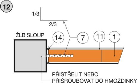 Kotvení příčky pomocí stěnové spony FD KSF