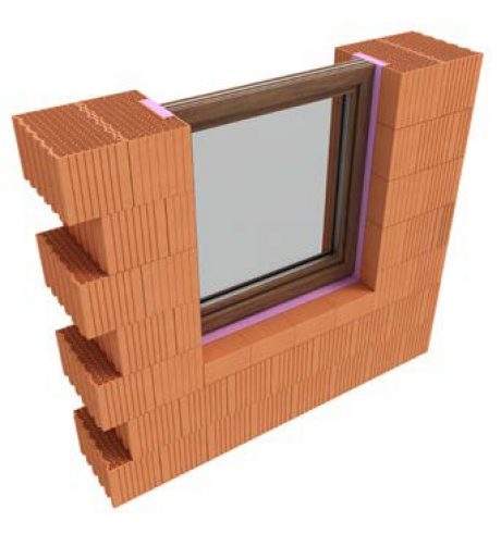 Vazba zdiva v ostění a parapetu Porotherm 44 EKO+ Profi